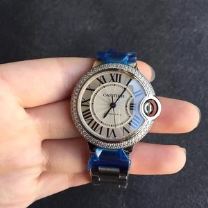 v6 usine Cartier ballon bleu bague en diamant montre mécanique pour femmes.