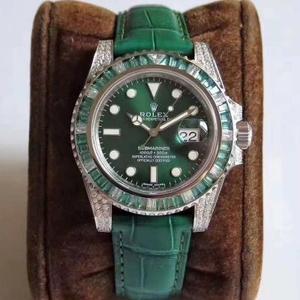 L'usine N a produit une version Rolex Ghost 904L verte de la montre pour homme, une paire de ceinture en acier et une paire de cuir de crocodile.