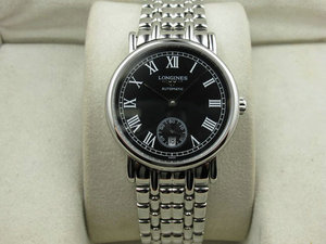 Longines magnificent men's watch black face stainless steel calendar ETA mechanical men's watch