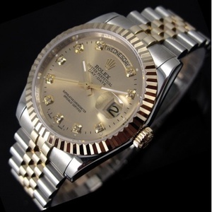 Swiss Rolex Rolex Collection Edition Automatic Mechanical Men's Watch Swiss ETA Bag 18K Gold Gold Face Diamond Scale Single Calendar Men's Watch