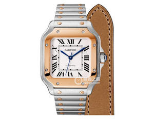 BV Cartier new Santos (women's clothing) Medium) Case: 316 material dial 18k rose gold watch.