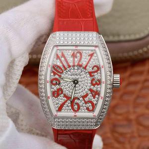 Franck Muller Vanguard V32 ladies watch, the watch is inspired by its beautiful design and unique shape, with sun embossed dial set