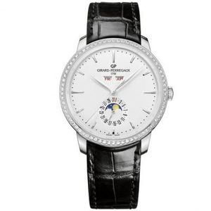VF Girard Perregaux 1966 Series 49535D11A131-BB60 Moon Phase Function Men's Mechanical Watch White Dial Diamonds.