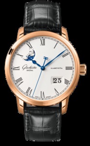 V9 Glashütte Original Member Model 1-36-04, Double Jump Big Date Men's Automatic Mechanical Watch, Rose Gold