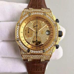 【JF】Audemars Piguet Gypsophila Full of Diamonds Gold Material 7750 Multifunction Movement Men's Watch