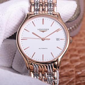 Longines magnificent series L4.921.4 lasted ten months of ingenuity, ultra-thin steel band men's mechanical watch rose gold black face