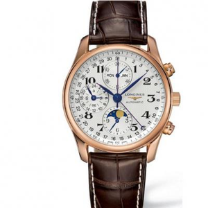 Longines Master original single L2.673.8.78.3 eight-hand moon phase automatic mechanical watch.