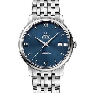 MKS Factory Omega De ville Series 424.10.40.20.03.001 Men's Mechanical Steel Band Watch Blue Plate