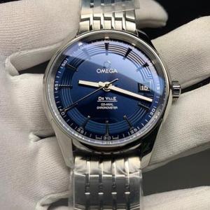 VS Factory Omega De ville Series 433.33.41.21.03.001 Bright Blue Alligator Leather Men's Mechanical Watch Best Version