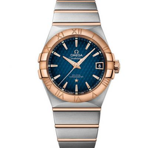 VS Factory Watch Omega Constellation Series Rose Gold Blue Face 123.20.38.21.02.007 Double Eagle 38mm Coaxial Watch 85