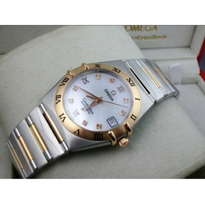 Swiss famous watch Omega OMEGA Constellation series bag 18K rose gold automatic mechanical white mother-of-pearl face men's watch Swiss movement Hong Kong assembly