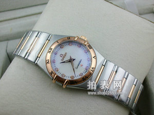 Omega Constellation Series 160th Anniversary Commemorative 18K Rose Gold Two-Hand Diamond Scale Female Watch (Multicolor)