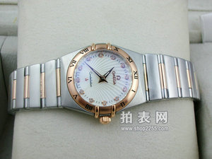Omega Constellation Series 18K rose gold two-hand diamond scale female watch with shell surface (multi-color)