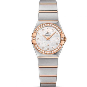V6 Omega Constellation Series Ladies Quartz Watch 27mm One to One Engraved Genuine 18k Rose Gold