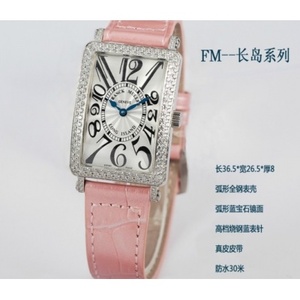 Swiss Franck Muller Watch Swiss Quartz Movement Pink Leather Strap Ladies Watch