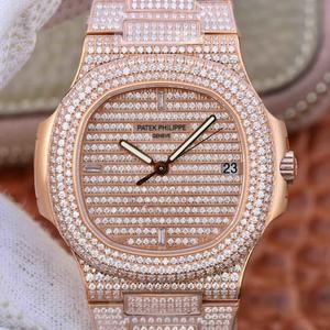 PF Patek Philippe supreme ultra-thin Nautilus full of diamonds new product all hand-set diamond thickness 9mm thinnest steel belt on the market softness is unmatched Perfect fit for genuine products.
