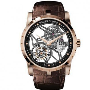 JB Roger Dubuis King Series Rose Gold Case RDDBEX0392 Men's Tourbillon Hollow Watch
