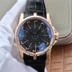 ZF Roger Dubuis 12 Knights Fully restore and reproduce the solemn style of the 12 Knights of King Arthur Men's watch Leather strap Automatic mechanical movement