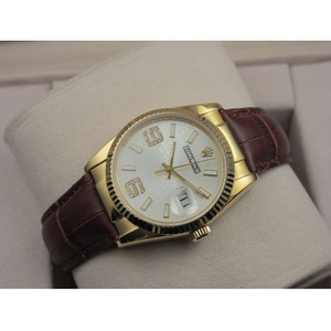 Rolex Rolex Watch Datejust 18K Rose Gold Brown Leather Strap Casual Fashion Black Noodle Ding Scale Men's Watch Gold Watch Swiss ETA Movement