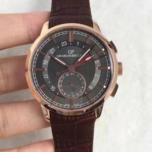 GP Girard Perregaux 1966 Series Dual Time Zone Watch Gold Case Gray Surface GMT and calendar functions are available TF factory produced Automatic mechanical movement