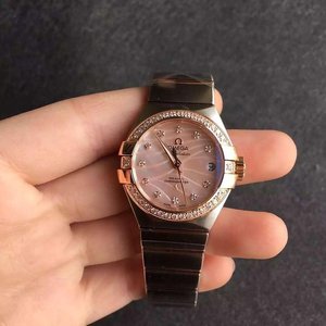 V6 Re-engraved New Omega Constellation Series Women's Watch Rose Gold Diamond