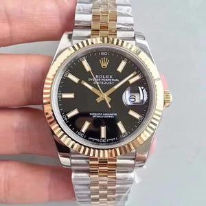 N Factory Rolex Datejust 41MM new version of the folding clasp black noodle Ding men's mechanical watch ( Gold-clad models) .