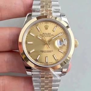 N Factory Rolex Datejust 41MM New Edition Folding Buckle Gold Noodle Ding Men's Mechanical Watch ( Gold-clad models) .