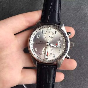 ZF Factory International Pilot Spitfire Chronograph Mechanical Watch Silver Plate