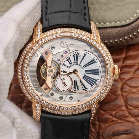 V9 Factory Audemars Piguet Millenium Series 15350 Men's Rose Gold Diamond Edition Mechanical Watch - Click Image to Close