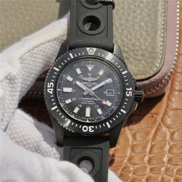 Breitling Super Ocean Fiery presenting cool titanium alloy case with bituminous military military strap Automatic mechanical movement - Click Image to Close
