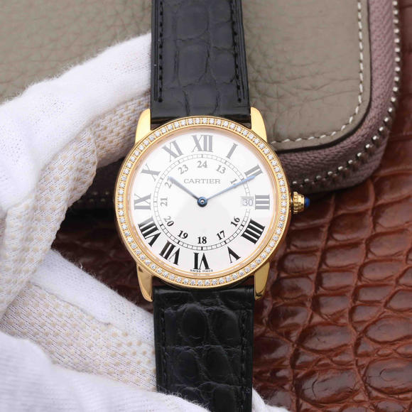 K11 factory Cartier London series couple watch original open mold male 36mm female 29.5mm comes with real crocodile leather strap - Click Image to Close