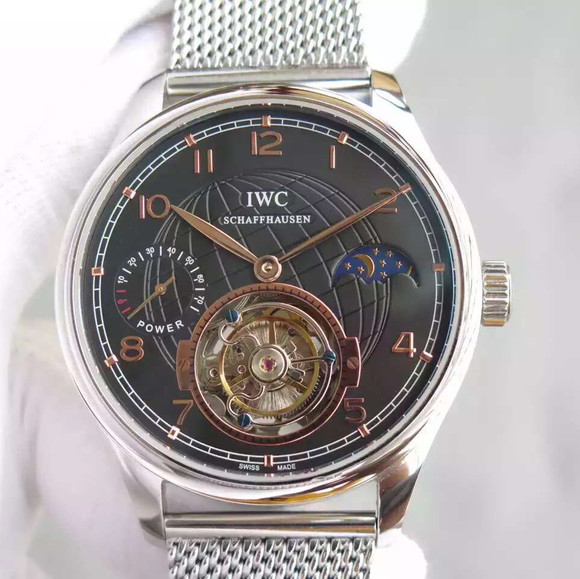 IWC Portuguese Power Sun Moon Star Series Real Flywheel Mechanical Men's Watch - Click Image to Close
