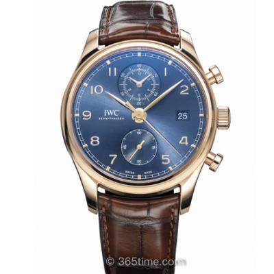 ZF IWC Portuguese Series IW390305 Rose Gold Blue Disc Chronograph Mechanical Men's Watch. - Click Image to Close