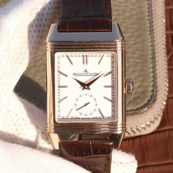 High imitation Jaeger LeCoultre Reverso watch rose gold two-hand semi-neutral mechanical watch - Click Image to Close