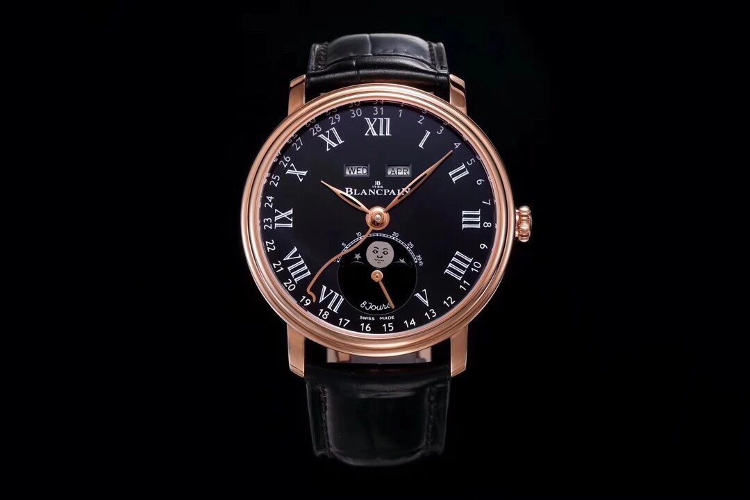 OM New product Blancpain villeret classic series 6639 moon phase display homemade 6639 machine Core full-featured men's watch. - Click Image to Close