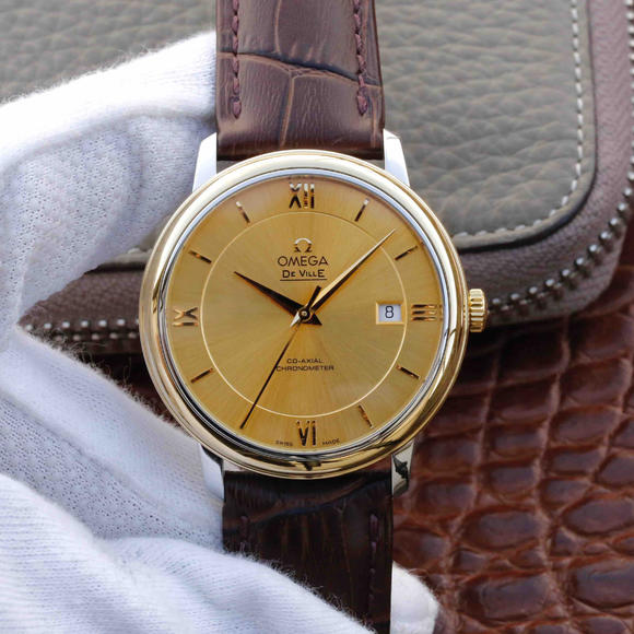 TW Omega New De Ville Series Men's Mechanical Watch Gold Face - Click Image to Close
