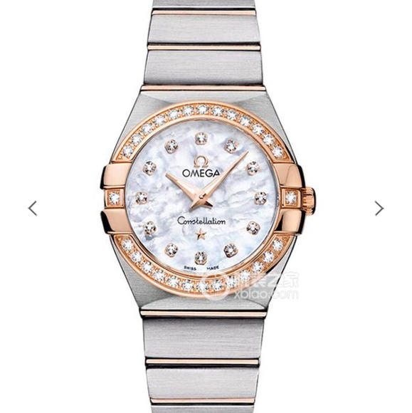3s Omega Constellation Series Quartz Women's Watch 18k Rose Gold Diamond Women's Watch - Click Image to Close