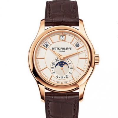 KM Patek Philippe Complication Chronograph 5205R-010 Leather Strap Automatic Mechanical Men's Watch - Click Image to Close