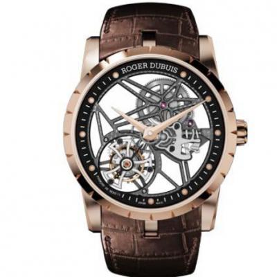 JB Roger Dubuis King Series Rose Gold Case RDDBEX0392 Men's Tourbillon Hollow Watch - Click Image to Close