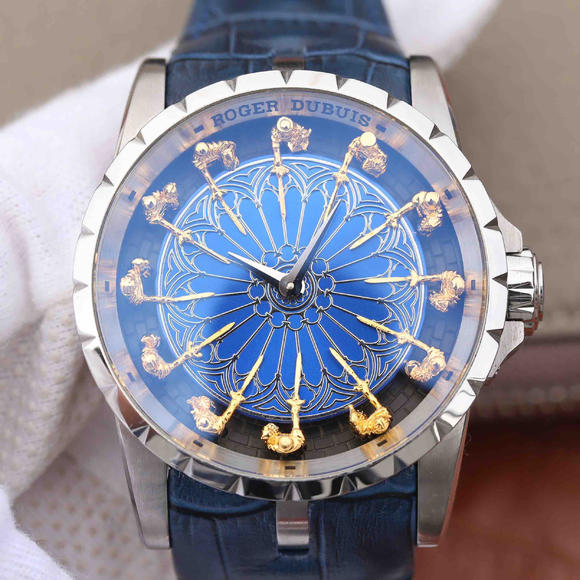 Roger Dubuis King Series (Excalibur) Round Table 12 Knights Blue Face Men's Watch - Click Image to Close