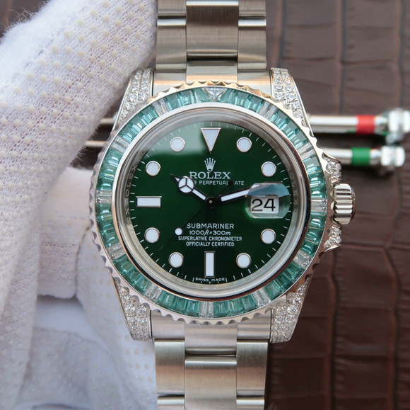 N Factory Best Rolex Submariner Green Water Ghost 116610LV Diamond European and American Version. v7 Ultimate Edition - Click Image to Close