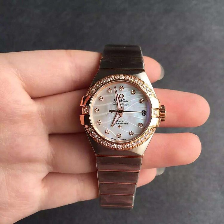 Omega Constellation Series Automatic Mechanical Ladies Watch with Diamonds 27mm - Click Image to Close