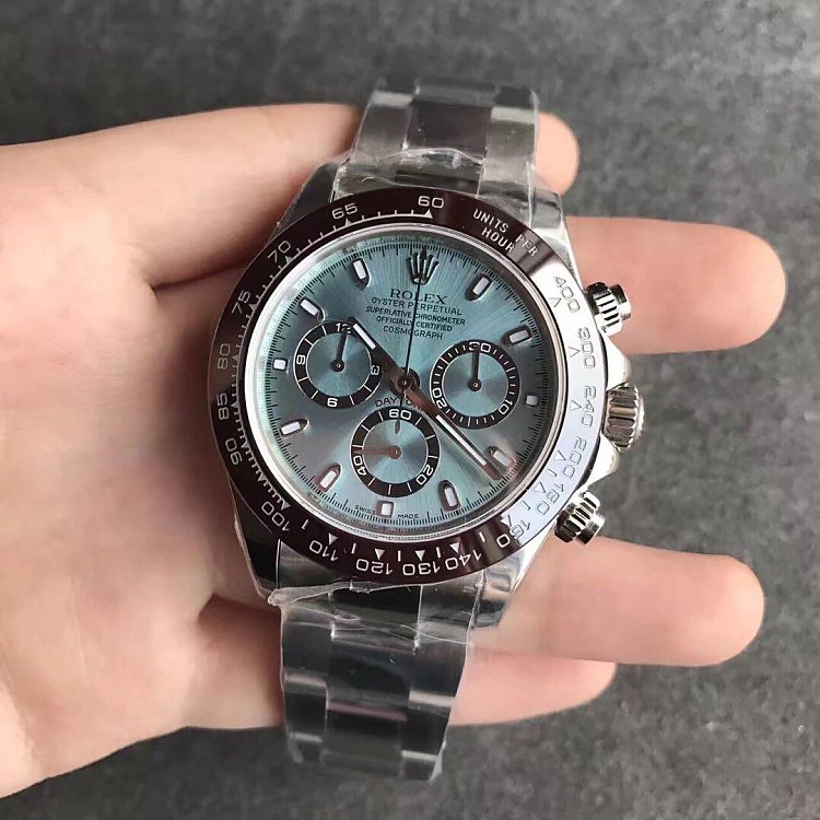 N Factory Rolex Daytona Ice Blue Coffee Color Ceramic Bezel Automatic Mechanical Watch - Click Image to Close
