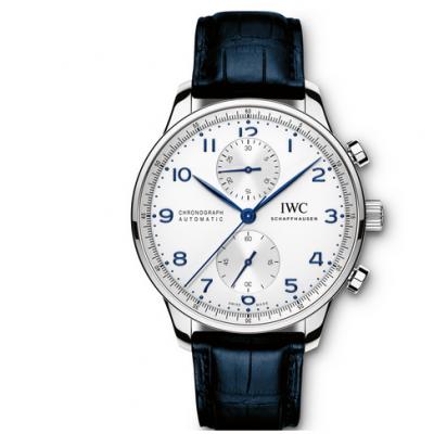 ZF factory watch IW371446 Portuguese blue needle blue leather chronograph automatic mechanical men's watch V2 version. - Click Image to Close