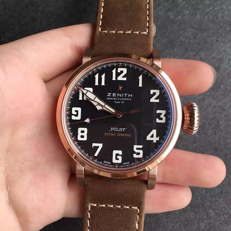 Zf factory Zenith Dafei rose gold case black face automatic mechanical watch - Click Image to Close