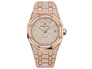 I Audemars Piguet Royal Oak 15452 diamanti stellati guardano un nuovo stile, orologio meccanico automatico da uomo, placcato platino