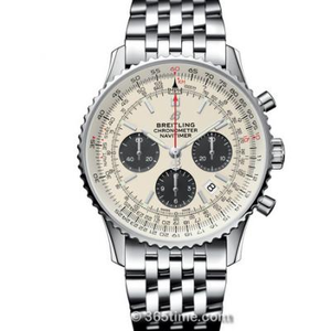 GF Factory Breitling Aviation Chronograph 1 B01 Cronografo, cronografo meccanico automatico da uomo, placca bianca, cinturino in acciaio
