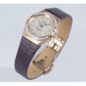Swiss watch Omega Constellation Double Eagle Series Diamond 18K Rose Gold Ladies Quartz Watch Leather Strap Swiss Original Quartz Movement