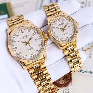 Nuovi orologi da coppia Rolex Oyster Perpetual Series, Rolex tra orologi meccanici da uomo e da donna Gold Diamond (Prezzo unitario)