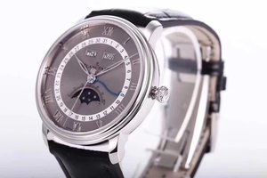 om新製品Blancpainクラシックシリーズ6654ムーンフェイズディスプレイ市場で最高バージョンの時計自作6654ムーブフル機能メンズウォッチ